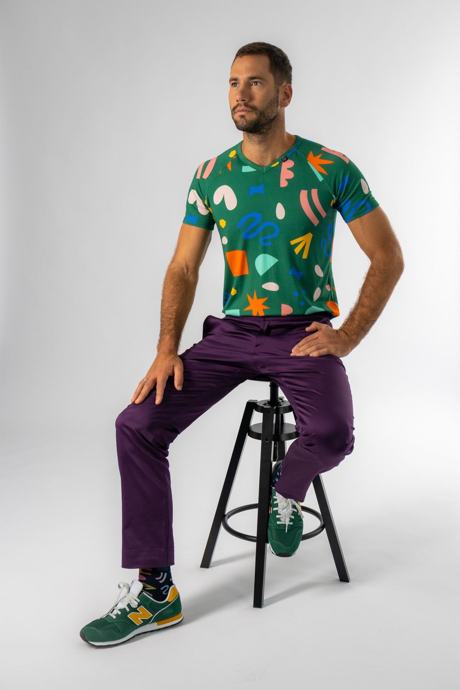 KODA zöld mintás férfi orvosi póló